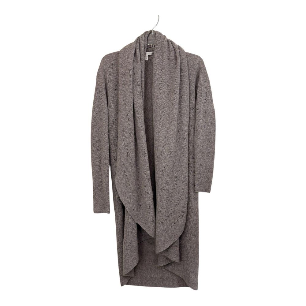 Garnet Hill Cashmere Cardigan Lace Stitch Sweater Sz Small Gray Long Sleeve